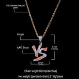 Jewelry VS Alphabet Trend Pendant Copper Inlaid Zircon Full Diamond Necklace Spectrum Alphabet Pieces