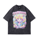 Men's T-Shirt T-shirt Men's and Women's Retro Wash Short Sleeve
