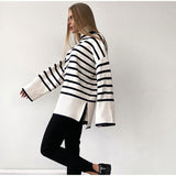 Women Work Business Casual Sweats Striped Loose Casual Sweater