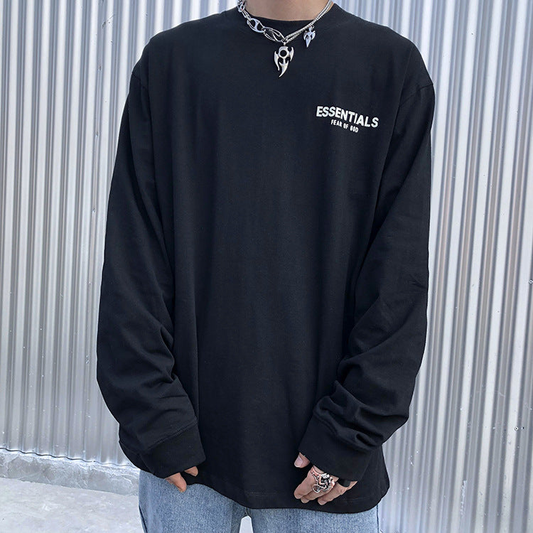 Fog Fear of God Essentials T Shirt Double Line Floral Long Sleeve High Street Loose Couple Bottoming Shirt Men