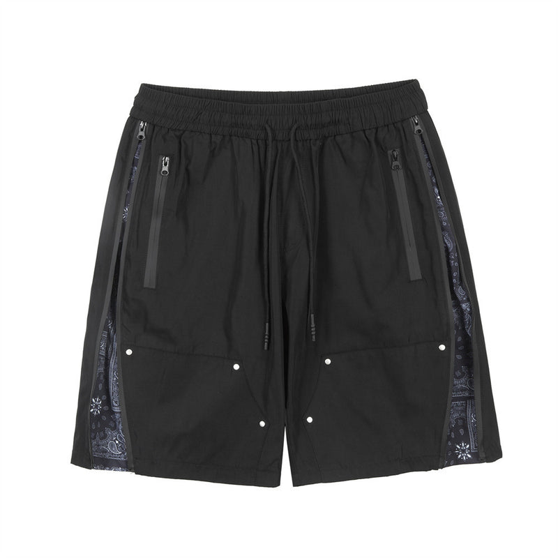 Men Shorts Workwear Summer Zipper Patchwork Pocket Sports