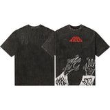 Gallery Dept T-Shirt Hand Painted Ink Splashing Alphabet Washed Retro Short Sleeve T-Shirt