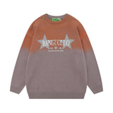 Men Sweater Inkjet Five-Pointed Star Paste Cloth Embroidery Knitwear