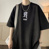 Men T Shirt Deerskin Velvet Summer Retro Loose All-Match Casual