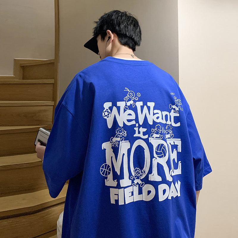 Men T Shirt Loose Cotton All-Match