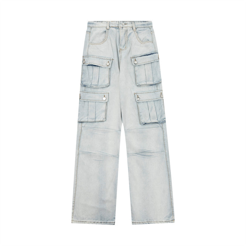 Men Jeans Multi-Pocket Workwear Trousers