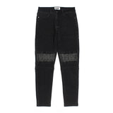 Men Jeans Punk Pleated Slim Fit Patchwork