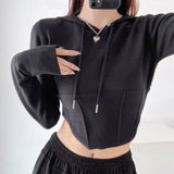 Women Hoodie Loose Show Umbilical Sports