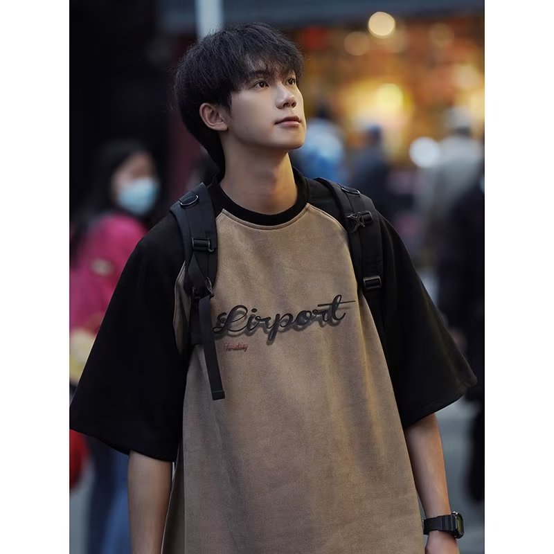 Men T Shirt Summer Retro Loose Heavy