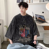 Men T Shirt Distressed Pure Cotton Heavy Retro