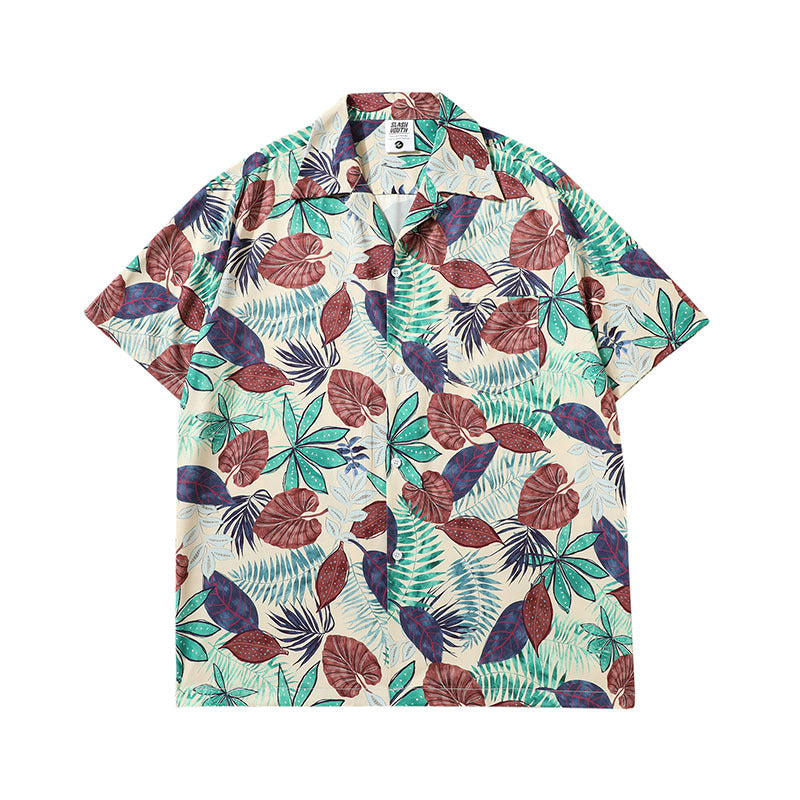 Short Sleeve Shirt Hawaiian Vacation Loose Flower Shirt