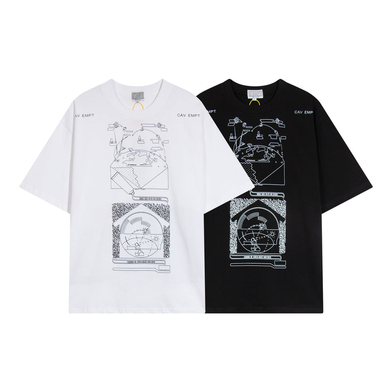 C.e t shirts abstract painting printingloose round neck pullover short sleeves