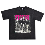 Rock Star T Shirt Punk Rock the Stooges Puppet Band Washed Distressed T-shirt Cotton Short Sleeve