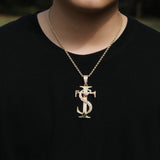 Jewelry TS Cross Pendant Necklace Copper with Colored Zircon Hip Hop Necklaces Word Up Crosses Animal Black Mamba