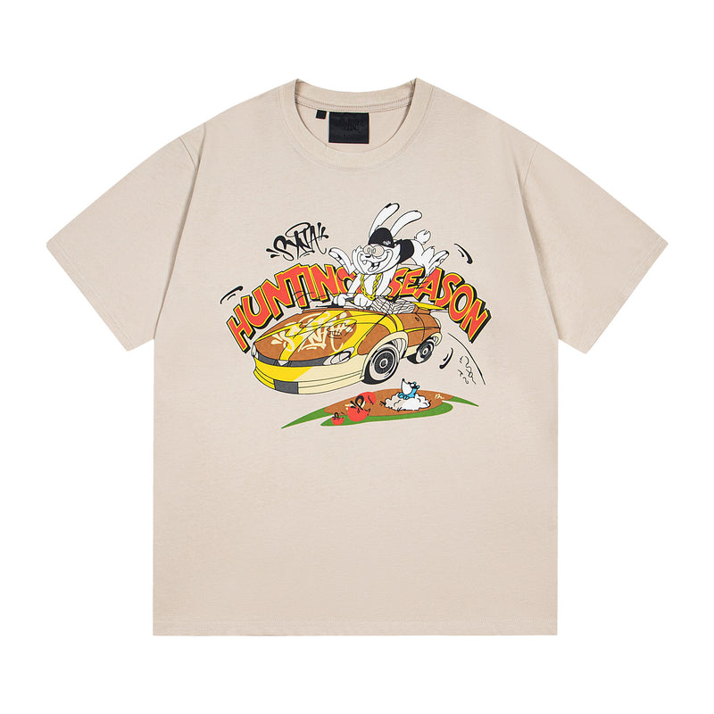 Synaworld T Shirts central cee rabbit car print casual loose t-shirt