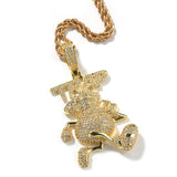 Jewelry Hip Hop TRAP Full Diamond Cartoon Pendant Fashion Necklace Spectrum