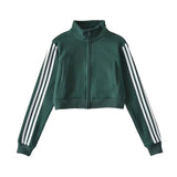 Women Hoodie Leisure Striped Short Style Sports