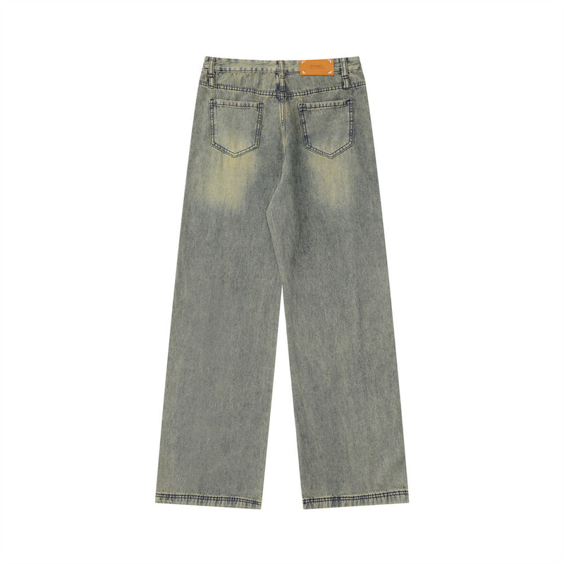 Men Jeans White Stitching Loose
