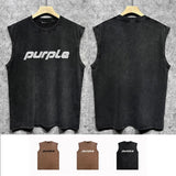 Purple Brand Distressed Tank T Shirts Distressed Sleeveless T-shirt Vest