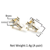 Earrings Square Zircon Cross Earrings Crosses