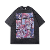 Men T-Shirt Summer Cartoon Animation Printed Distressed
