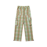 Cargo Pants Plaid Colorblock Multi-Pocket Cargo Pants
