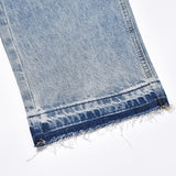 Men Jeans Hole Worn All-Match Loose Raw Hem