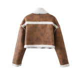 Women Cotton Coat Suede Faux Lamb Fur Coat