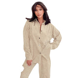 Women Co-Ords Autumn and Winter Corduroy Long-Sleeved Trousers Casual