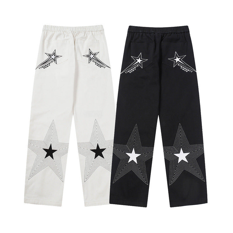 Cargo Pants Star Embroidered Overalls