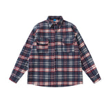 MIJKO Mens Jacket Double Pocket Plaid Jacket