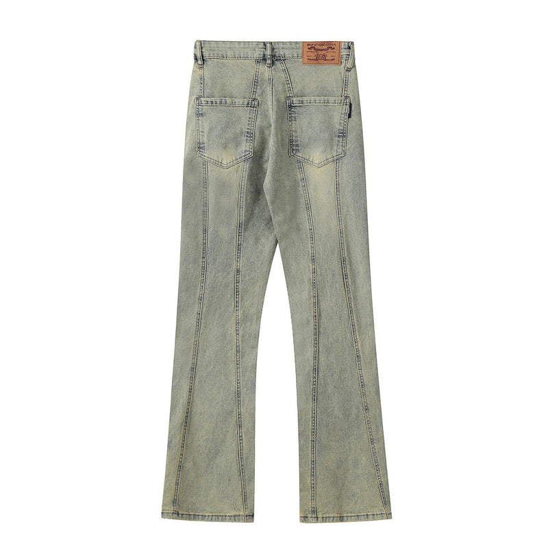 Men Jeans Stitching Distressed Retro Personal Leisure