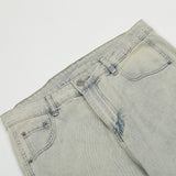 Men Jeans Frayed Flared Pants Old