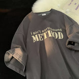 Men T Shirt Vintage Summer Loose Heavy Cotton