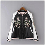 Women Cotton Coat Sakura Embroidered Baseball Uniform