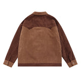 Women Jackets Corduroy Patchwork Retro Baseball Uniform