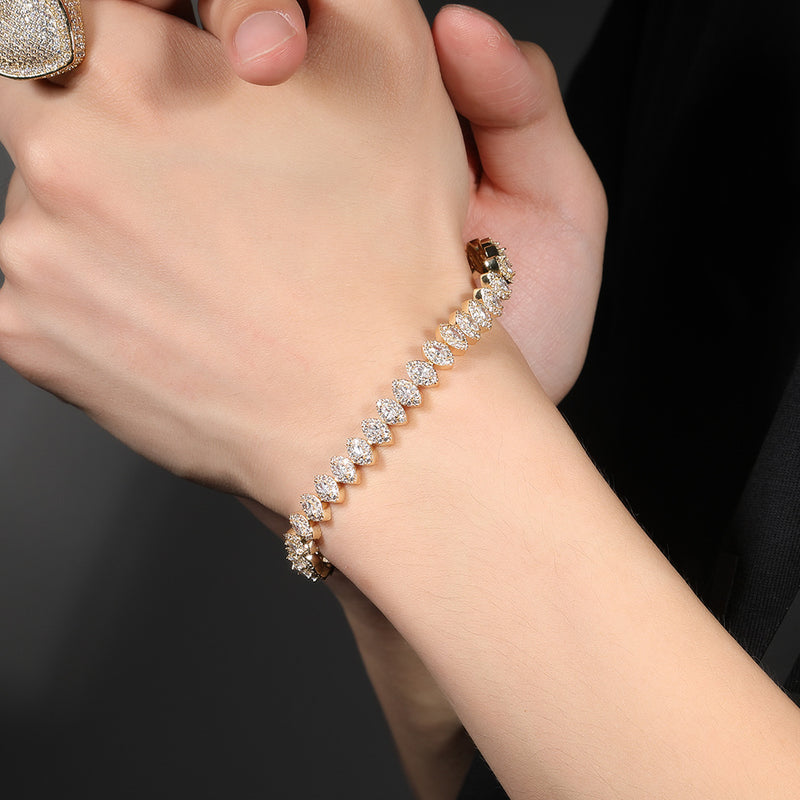 Bracelet Full Diamond Spring Button Horse Eye Bracelet Hip Hop Micro Zircon Spectrum St. Valentine's