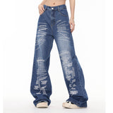 Men Jeans Graffiti Letter Print Loose
