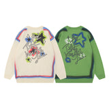 Women Sweater Graffiti Couple Knitted Sweater