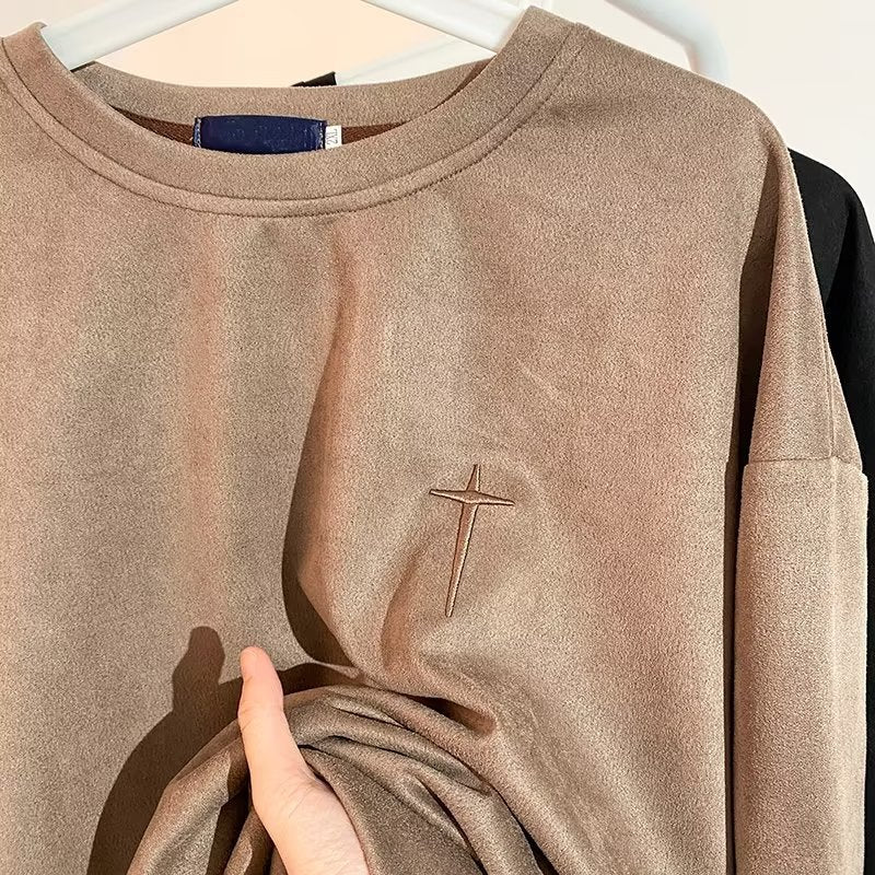 Men T Shirt Suede Loose Summer
