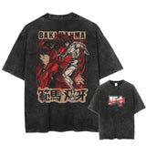 Men Black Vintage T Shirt Streetwear Harajuku Japanese Anime