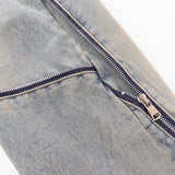 Men Jeans Zipper Decorations Stitching Punk