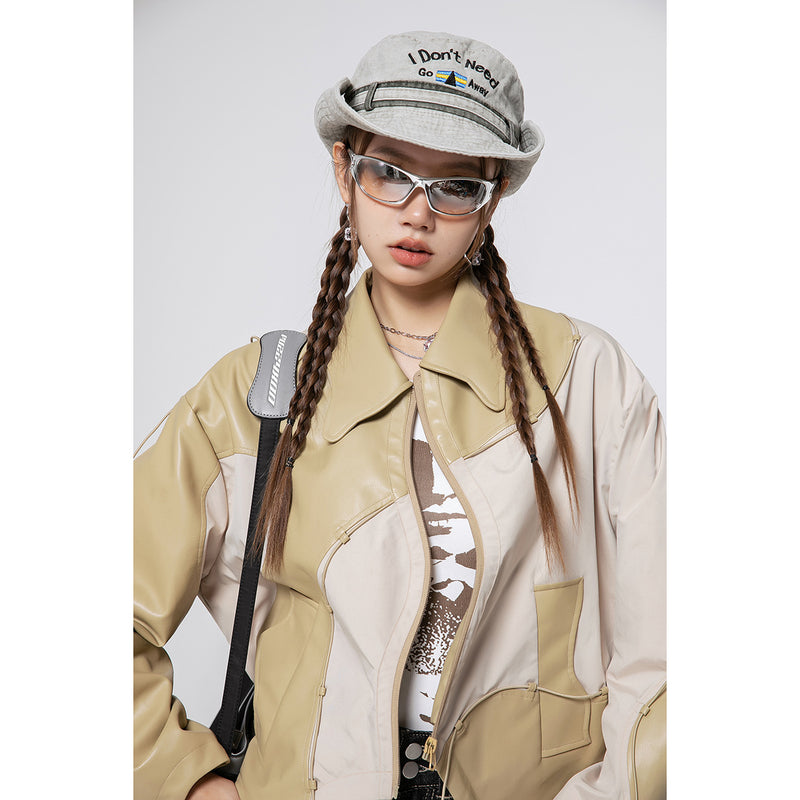 Unisex Pu Jacket Stitching PU Leather Motorcycle Jacket