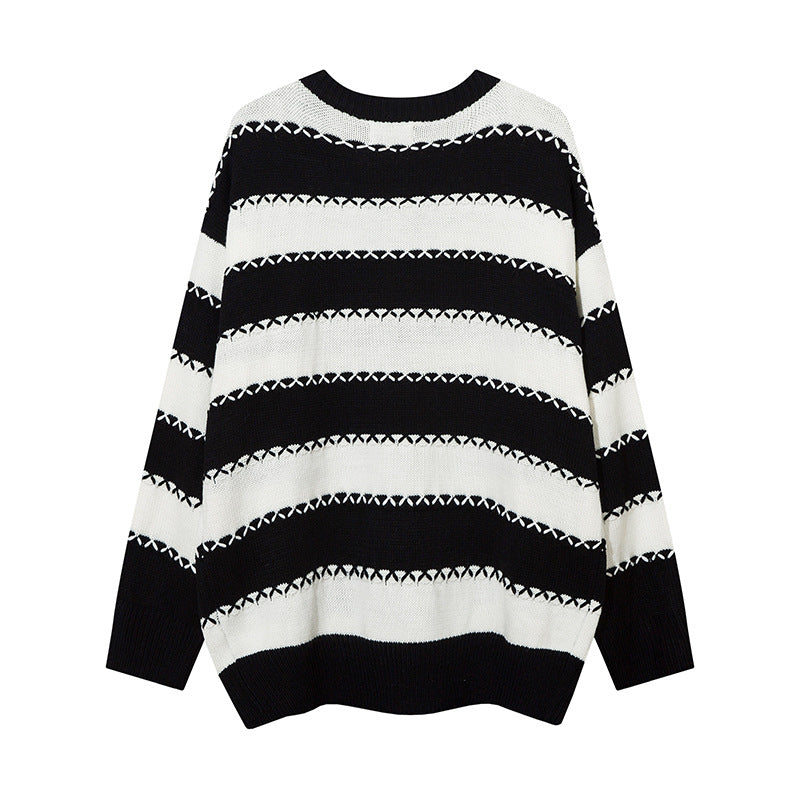 Men Sweater Loose Striped Sweater Sweater
