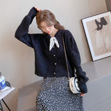 Women Knitted Cardigan Retro Small Sweater