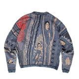 Kapital Sweater Vintage Hida Hehong Contrast Color Retro Ethnic Style Portrait Knitting Crew Neck Pullover Sweater