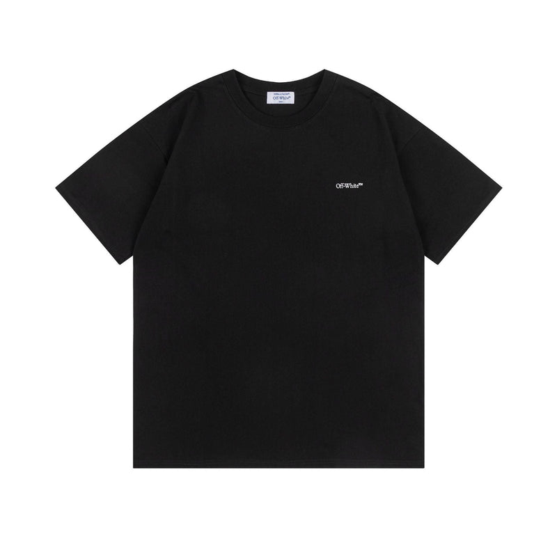 Off White T Shirts OW Three-dimensional Letter Pattern Crew Neck Pullover Short Sleeve