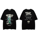 Men T-Shirt Retro Cartoon Puff Print Loose All-Match