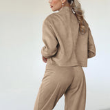 Women Co-Ords Knitted Short Top Trousers Casual Women
