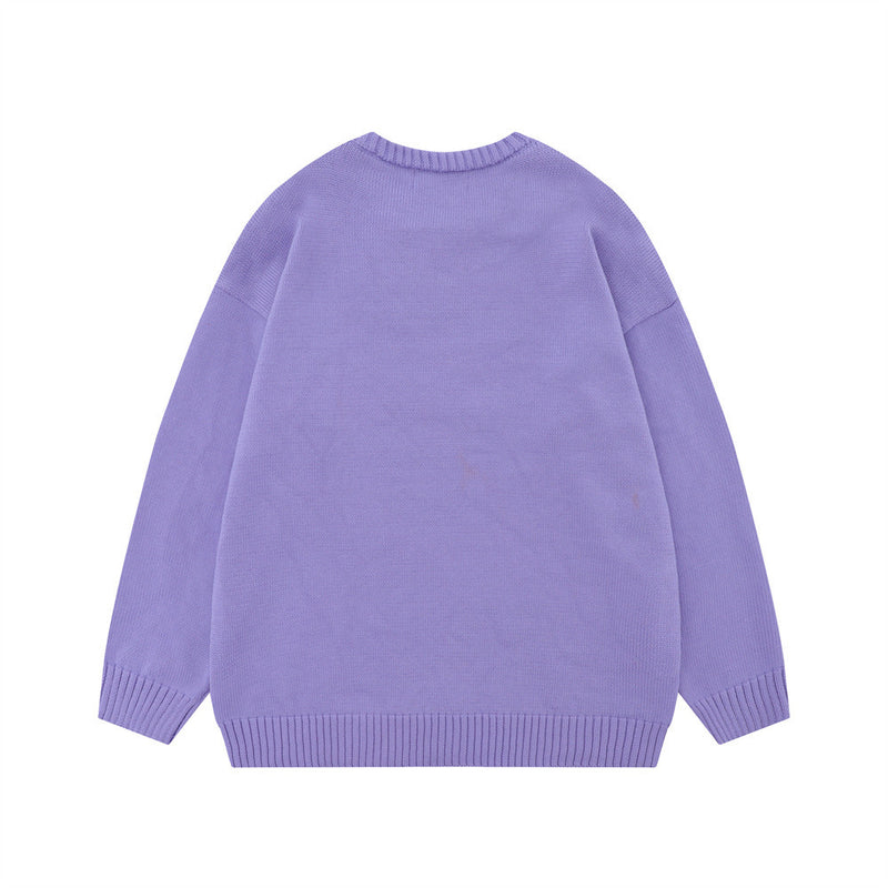 Men Sweater Inkjet Embroidery Loose Knitted Sweater